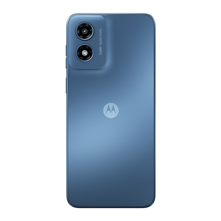 Moto G play 2024 vue arrière avec appareil photo et logo Motorola